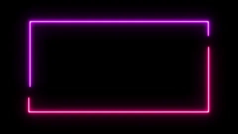 Glowing neon rectangle frame with electric flickering effects. Stockbeeldmateriaal 336621479