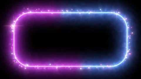 Glowing Neon Rectangle Frame with Energy Particles and Star Glitter Animation. 库存影片 337681183