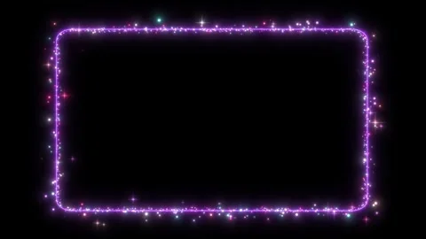 Glowing Neon Rectangle Frame with Energy Particles and Star Glitter Animation 動画素材 337773121