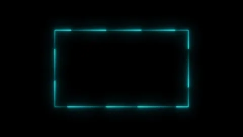 Glowing neon rectangle frame line and black background. Stock Footage 297831612
