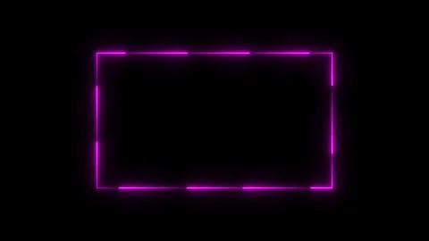 Glowing neon rectangle frame line and black background. Stock Footage 297831648