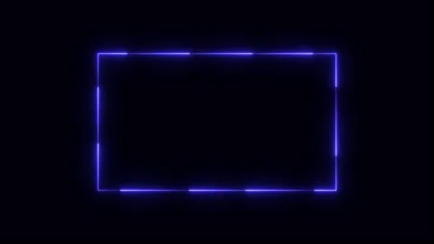 Glowing neon rectangle frame line and black background. Stock Footage 297831652