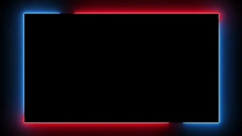 Glowing Neon Rectangle Frame Overlay with Red and Blue Lights Stock Footage 318657702