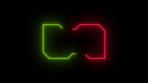 Glowing neon rectangle HUD frame animation. Neon red and green Futuristic t.. 動画素材 335230581
