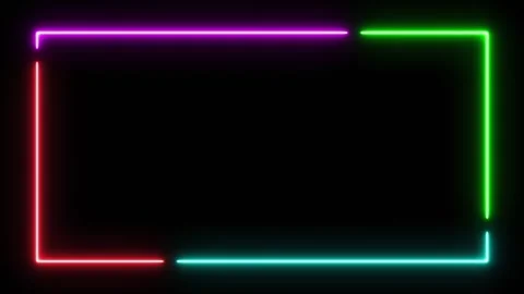 Glowing neon rectangle picture frame animation isolated on black background Stock Footage 321478343