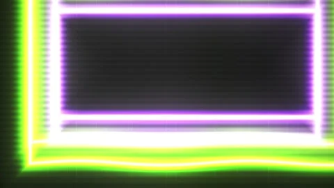 Glowing neon rectangle with purple and green light. Stock Footage 336238890