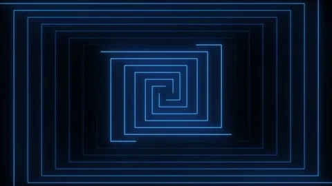 Glowing neon rectangle shape HUD frame animation. Neon blue HUD frame with .. Stock Footage 334437629