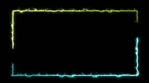 Glowing neon rectangle thunder frame screen animation Stock Footage 320947728