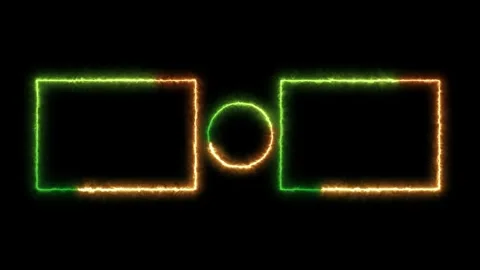 Glowing neon rectangles and circle animation Video stock 306458929