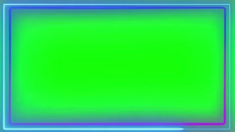 Glowing neon rectangular frame border with vibrant purple and blue light lines Stock Footage 347762527
