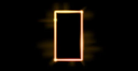 Glowing neon rectangular frame. Golden yellow shining border. Neon light portal Stock Illustration