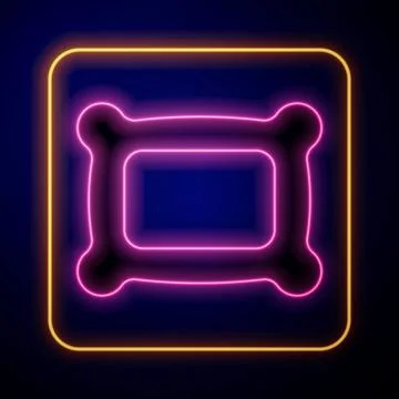 Glowing neon Rectangular pillow icon isolated on black background. Cushion sign Illustrazione stock