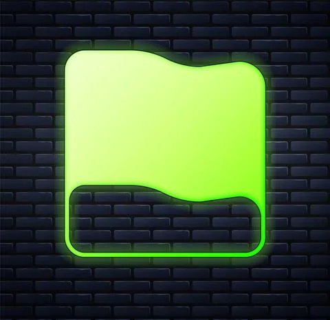 Glowing neon Rectangular pillow icon isolated on brick wall background. Cushion 스톡 일러스트