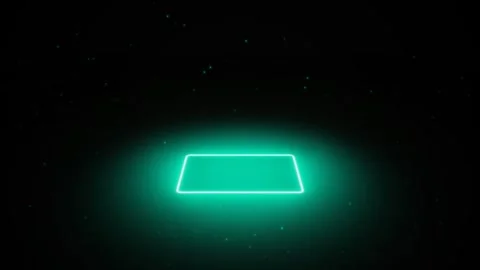 Glowing Neon Rectangular Shape On Dark Background With Particles 库存影片 331593804