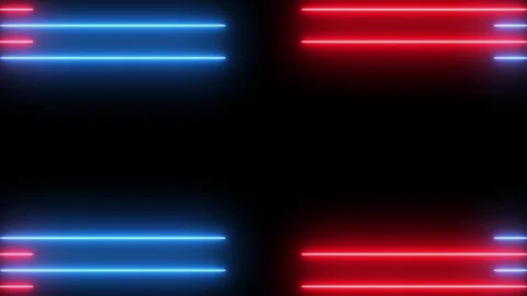 Glowing neon red and blue laser effect animation isolated on black background Vidéo 329052229