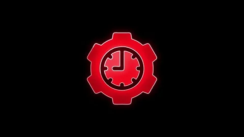 Glowing neon red color clock animation icon stopwatch alarm clock wall cloc.. Stock Footage 299566502
