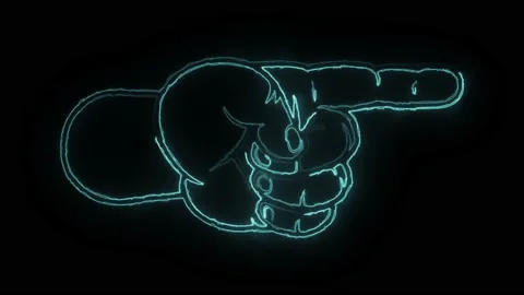 Glowing Neon Red Line Left Hand Index Finger Pointing to the Right Gesture Stock Footage 174712897