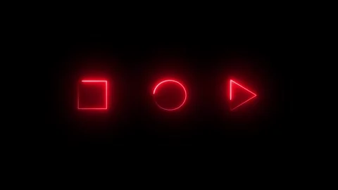 Glowing Neon red shine play button icon sign with neon circle animation. Stock Footage 337658943