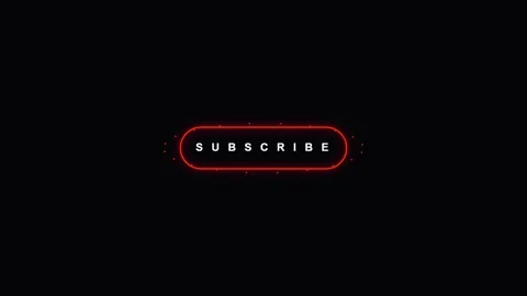 Glowing neon red subscribe button for modern video content creation video Stock Footage 343874520