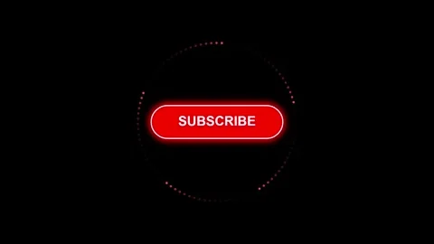 Glowing neon red subscribe button with circular dashed frame design video Stock Footage 343874537