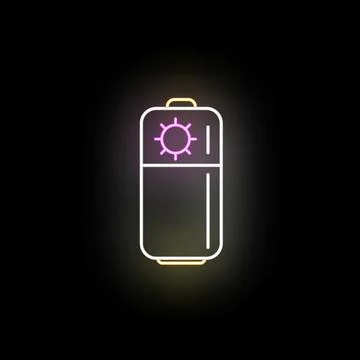 Glowing neon refrigerator creating a cold storage icon 스톡 일러스트