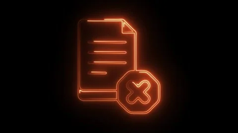 Glowing neon rejected document icon isolated on black background. HD Video .. Stock Footage 304542389