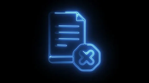 Glowing neon rejected document icon isolated on black background. HD Video .. Stock Footage 304542462