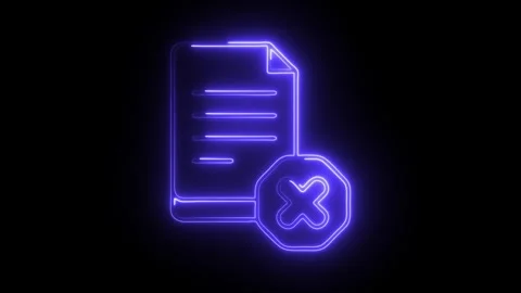 Glowing neon rejected document icon isolated on black background. HD Video .. Stock Footage 304542464