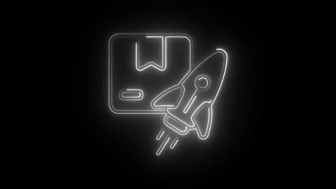 Glowing neon release icon isolated on black background. HD Video motion gra.. Stock Footage 304106045