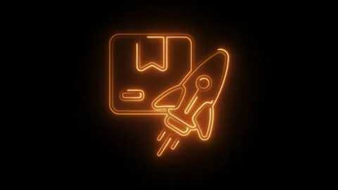 Glowing neon release icon isolated on black background. HD Video motion gra.. Stock Footage 304106047