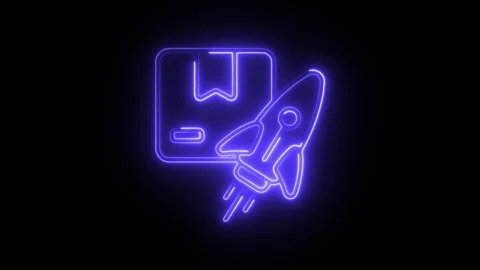 Glowing neon release icon isolated on black background. HD Video motion gra.. Stock Footage 304106069