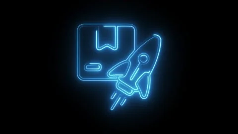 Glowing neon release icon isolated on black background. HD Video motion gra.. Stock Footage 304106081