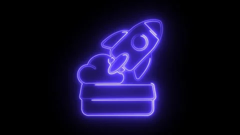 Glowing neon release icon isolated on black background. HD Video motion gra.. Vídeo Stock 304240105