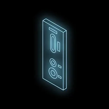 Glowing neon remote control on black background Stock Illustration