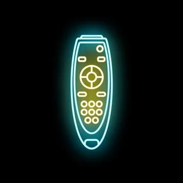 Glowing neon remote control representing entertainment technology Illustrazione stock