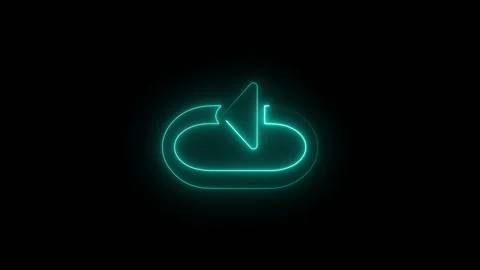 Glowing neon repeat button icon on black background 库存影片 344734389