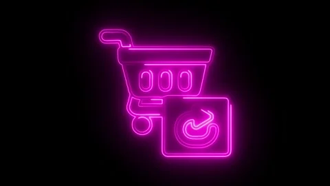 Glowing neon repeat order icon isolated on black background. HD Video motio.. Stock Footage 314641537
