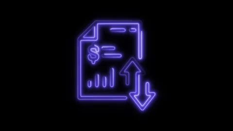 Glowing neon report icon isolated on black background. HD Video motion grap.. Stock Footage 304142000