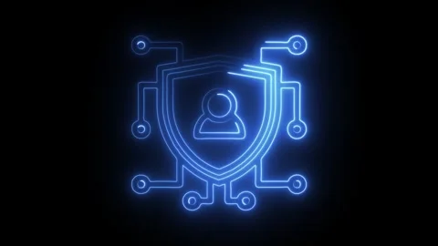 Glowing neon responsibility icon isolated on black background. HD Video mot.. Stock Footage 314641975