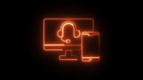 Glowing Neon Responsive Icon Animation on Black Background, HD Motion Graph.. Stock Footage 301171393