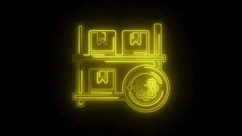 Glowing neon restock icon isolated on black background. HD Video motion gra.. Stock Footage 314642440