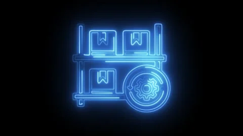 Glowing neon restock icon isolated on black background. HD Video motion gra.. Stock Footage 314642443