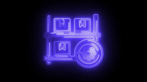 Glowing neon restock icon isolated on black background. HD Video motion gra.. Stock Footage 314642450