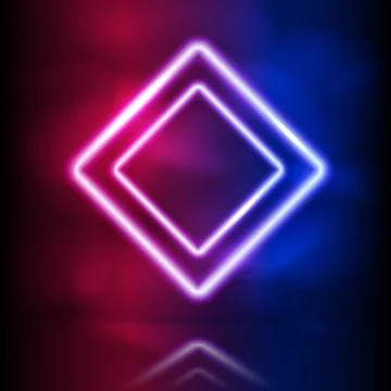 Glowing neon rhombus double frame. Glowing lighting and smoke loops. Pink b.. Stock Illustration