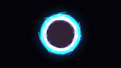 Glowing neon ring animation on black background loop for abstract tech back.. Stock Footage 346002393