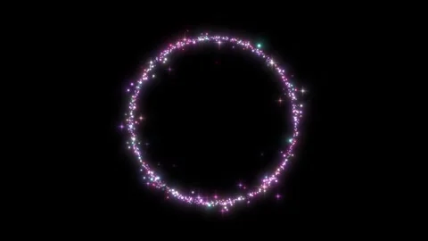 Glowing Neon Ring Frame with Sparkling Glitter Particles Loop. Futuristic Neo Stock Footage 337773130