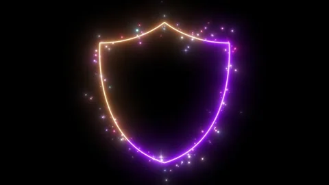 Glowing Neon Ring Frame with Sparkling Glitter Particles Loop. Futuristic Neo Stock Footage 337773135