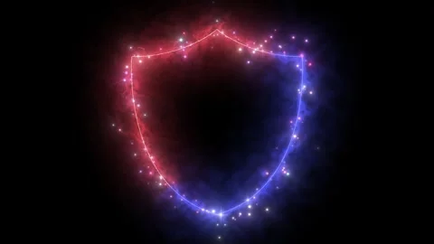 Glowing Neon Ring Frame with Sparkling Glitter Particles Loop. Futuristic Neo Stock Footage 337773144