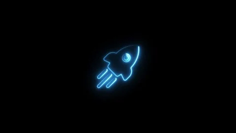 Glowing neon rocket icon animation isolated on black background Stock-Footage 333945462