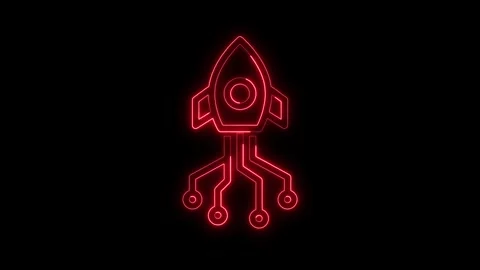 Glowing Neon Rocket Icon or fast icon concept, space Exploration, launch technol Stock Footage 301104439